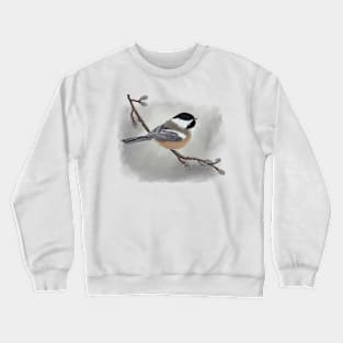 Chickadee Soft Pastel Drawing on Grey Crewneck Sweatshirt